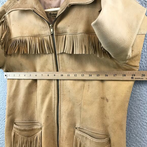 Vintage Genuine Buckskin 1970’s Rugged Fringe Buckskin Jacket M - Picture 7 of 11